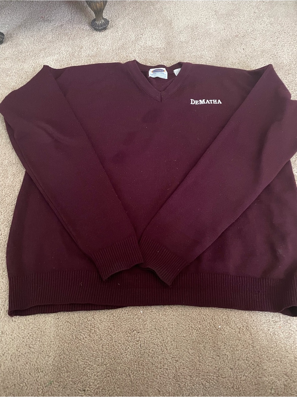 DeMatha Catholic Men’s V-Neck Sweaters in Burgundy